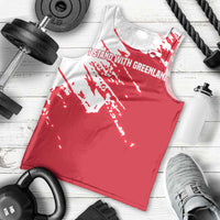 I Stand With Greenland Polar Bear Men Tank Top with Splattered Flag Pattern