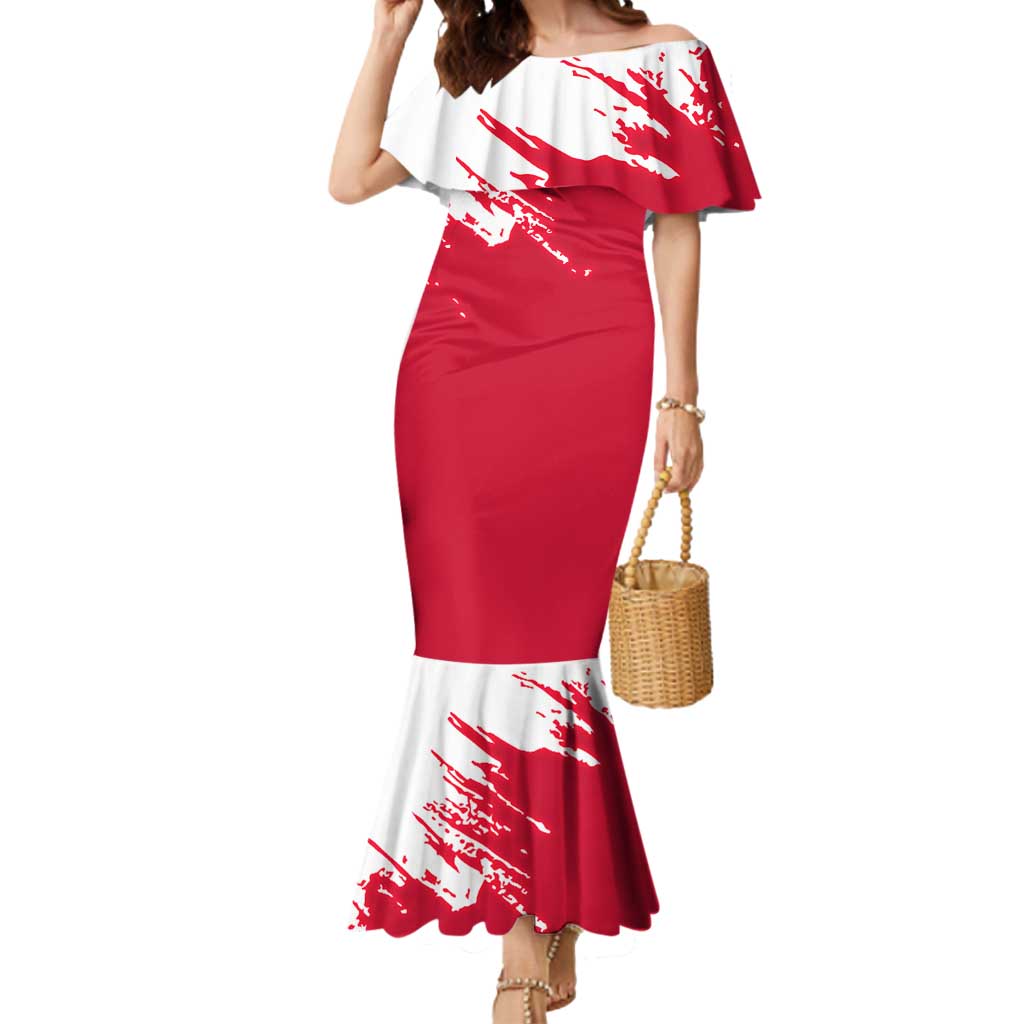 I Stand With Greenland Polar Bear Mermaid Dress with Splattered Flag Pattern