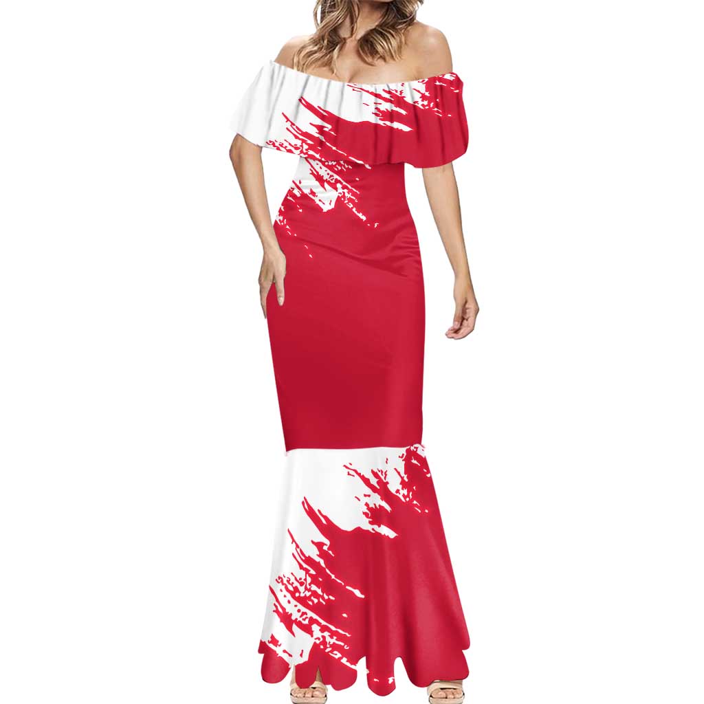 I Stand With Greenland Polar Bear Mermaid Dress with Splattered Flag Pattern