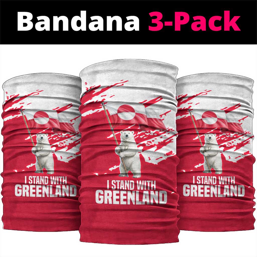 I Stand With Greenland Polar Bear Neck Gaiter with Splattered Flag Pattern