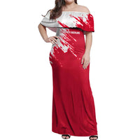 I Stand With Greenland Polar Bear Off Shoulder Maxi Dress with Splattered Flag Pattern