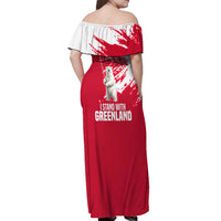 I Stand With Greenland Polar Bear Off Shoulder Maxi Dress with Splattered Flag Pattern