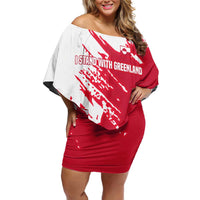 I Stand With Greenland Polar Bear Off Shoulder Short Dress with Splattered Flag Pattern