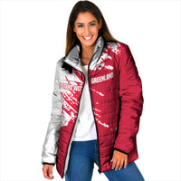 I Stand With Greenland Polar Bear Padded Jacket with Splattered Flag Pattern