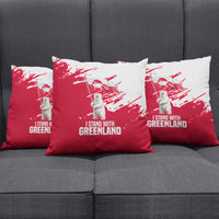 I Stand With Greenland Polar Bear Pillow Cover with Splattered Flag Pattern