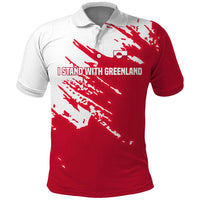 I Stand With Greenland Polar Bear Polo Shirt with Splattered Flag Pattern