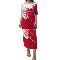 I Stand With Greenland Polar Bear Puletasi with Splattered Flag Pattern