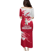 I Stand With Greenland Polar Bear Puletasi with Splattered Flag Pattern