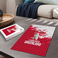 I Stand With Greenland Polar Bear Puzzle with Splattered Flag Pattern