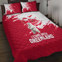 I Stand With Greenland Polar Bear Quilt Bed Set with Splattered Flag Pattern