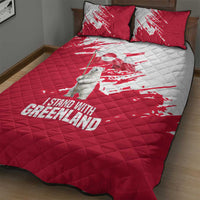 I Stand With Greenland Polar Bear Quilt Bed Set with Splattered Flag Pattern