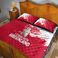 I Stand With Greenland Polar Bear Quilt Bed Set with Splattered Flag Pattern