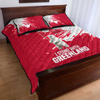 I Stand With Greenland Polar Bear Quilt Bed Set with Splattered Flag Pattern
