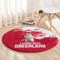 I Stand With Greenland Polar Bear Round Carpet with Splattered Flag Pattern