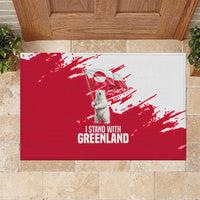 I Stand With Greenland Polar Bear Rubber Doormat with Splattered Flag Pattern