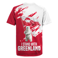 I Stand With Greenland Polar Bear Rugby Jersey with Splattered Flag Pattern