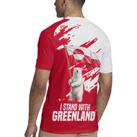 I Stand With Greenland Polar Bear Rugby Jersey with Splattered Flag Pattern