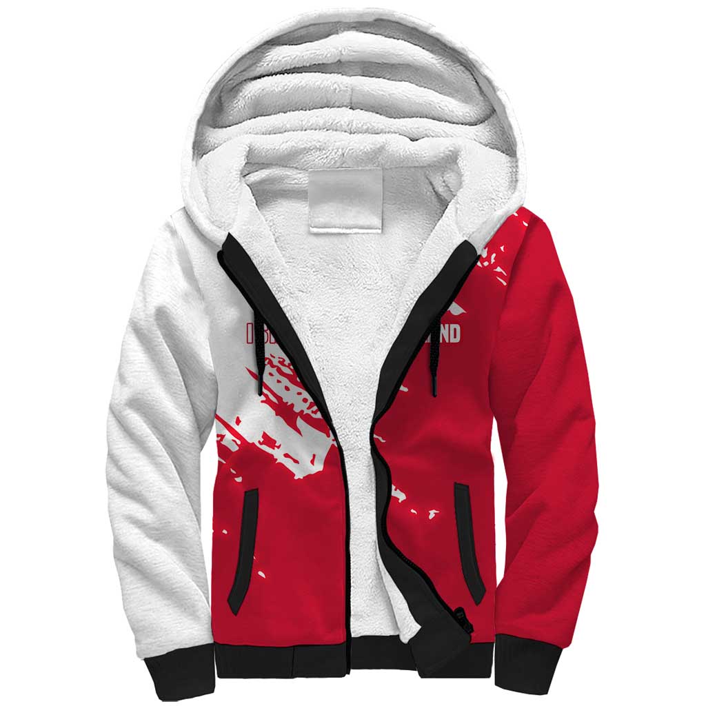 I Stand With Greenland Polar Bear Sherpa Hoodie with Splattered Flag Pattern
