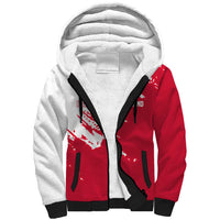 I Stand With Greenland Polar Bear Sherpa Hoodie with Splattered Flag Pattern