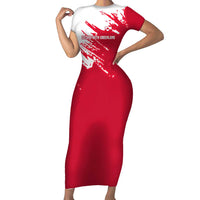 I Stand With Greenland Polar Bear Short Sleeve Bodycon Dress with Splattered Flag Pattern