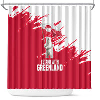 I Stand With Greenland Polar Bear Shower Curtain with Splattered Flag Pattern