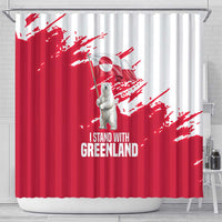 I Stand With Greenland Polar Bear Shower Curtain with Splattered Flag Pattern