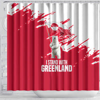I Stand With Greenland Polar Bear Shower Curtain with Splattered Flag Pattern