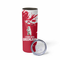 I Stand With Greenland Polar Bear Skinny Tumbler with Splattered Flag Pattern