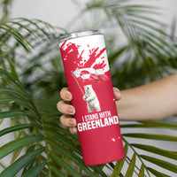 I Stand With Greenland Polar Bear Skinny Tumbler with Splattered Flag Pattern