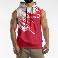 I Stand With Greenland Polar Bear Sleeveless Hoodie with Splattered Flag Pattern