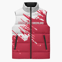 I Stand With Greenland Polar Bear Sleeveless Puffer Jacket with Splattered Flag Pattern