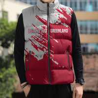 I Stand With Greenland Polar Bear Sleeveless Puffer Jacket with Splattered Flag Pattern