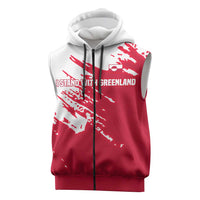 I Stand With Greenland Polar Bear Sleeveless Zip Hoodie with Splattered Flag Pattern