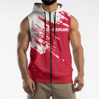 I Stand With Greenland Polar Bear Sleeveless Zip Hoodie with Splattered Flag Pattern
