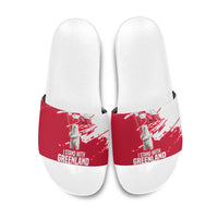 I Stand With Greenland Polar Bear Slide Sandals with Splattered Flag Pattern