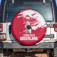 I Stand With Greenland Polar Bear Spare Tire Cover with Splattered Flag Pattern