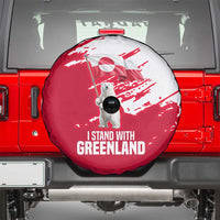 I Stand With Greenland Polar Bear Spare Tire Cover with Splattered Flag Pattern