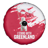 I Stand With Greenland Polar Bear Spare Tire Cover with Splattered Flag Pattern