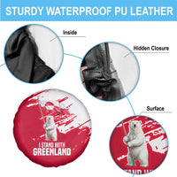 I Stand With Greenland Polar Bear Spare Tire Cover with Splattered Flag Pattern