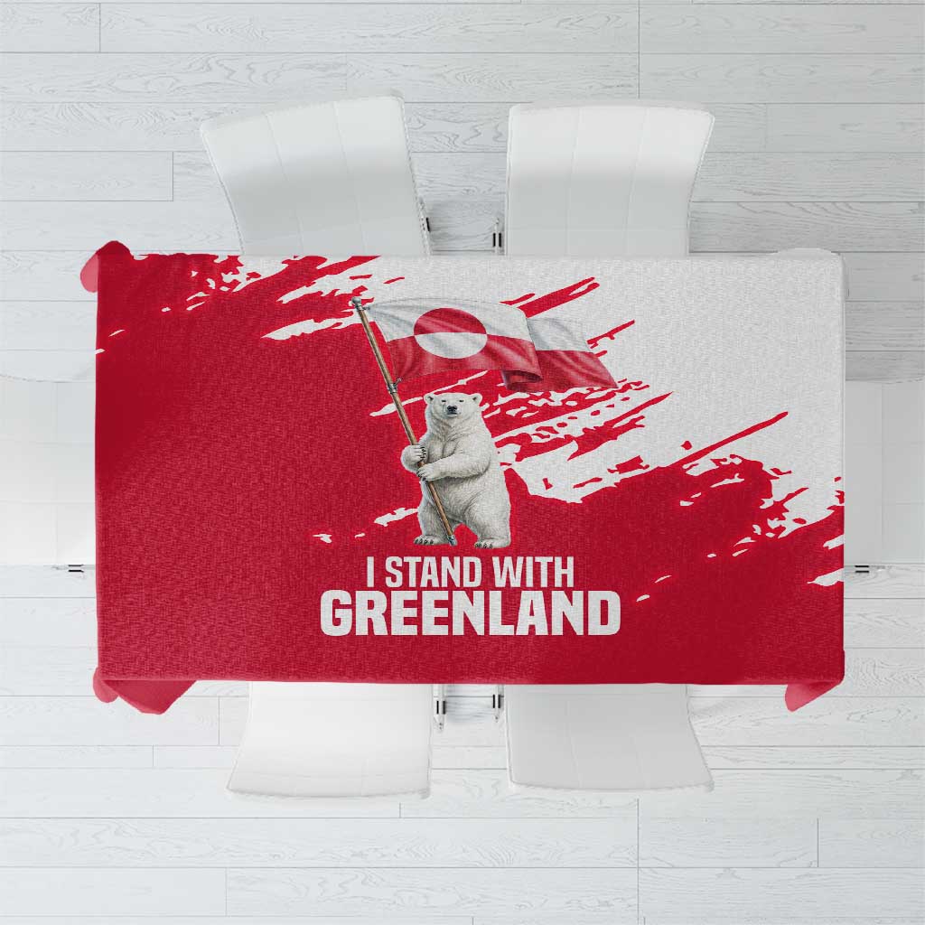 I Stand With Greenland Polar Bear Tablecloth with Splattered Flag Pattern