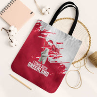 I Stand With Greenland Polar Bear Tote Bag with Splattered Flag Pattern