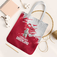 I Stand With Greenland Polar Bear Tote Bag with Splattered Flag Pattern