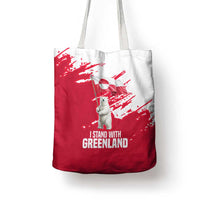 I Stand With Greenland Polar Bear Tote Bag with Splattered Flag Pattern