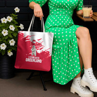 I Stand With Greenland Polar Bear Tote Bag with Splattered Flag Pattern