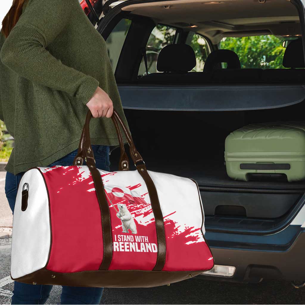 I Stand With Greenland Polar Bear Travel Bag with Splattered Flag Pattern