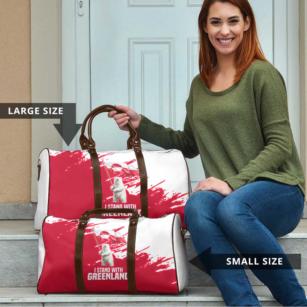 I Stand With Greenland Polar Bear Travel Bag with Splattered Flag Pattern