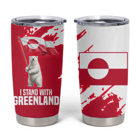 I Stand With Greenland Polar Bear Tumbler Cup with Splattered Flag Pattern