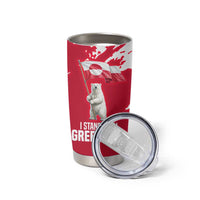 I Stand With Greenland Polar Bear Tumbler Cup with Splattered Flag Pattern