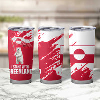 I Stand With Greenland Polar Bear Tumbler Cup with Splattered Flag Pattern