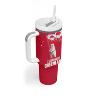 I Stand With Greenland Polar Bear Tumbler With Handle with Splattered Flag Pattern